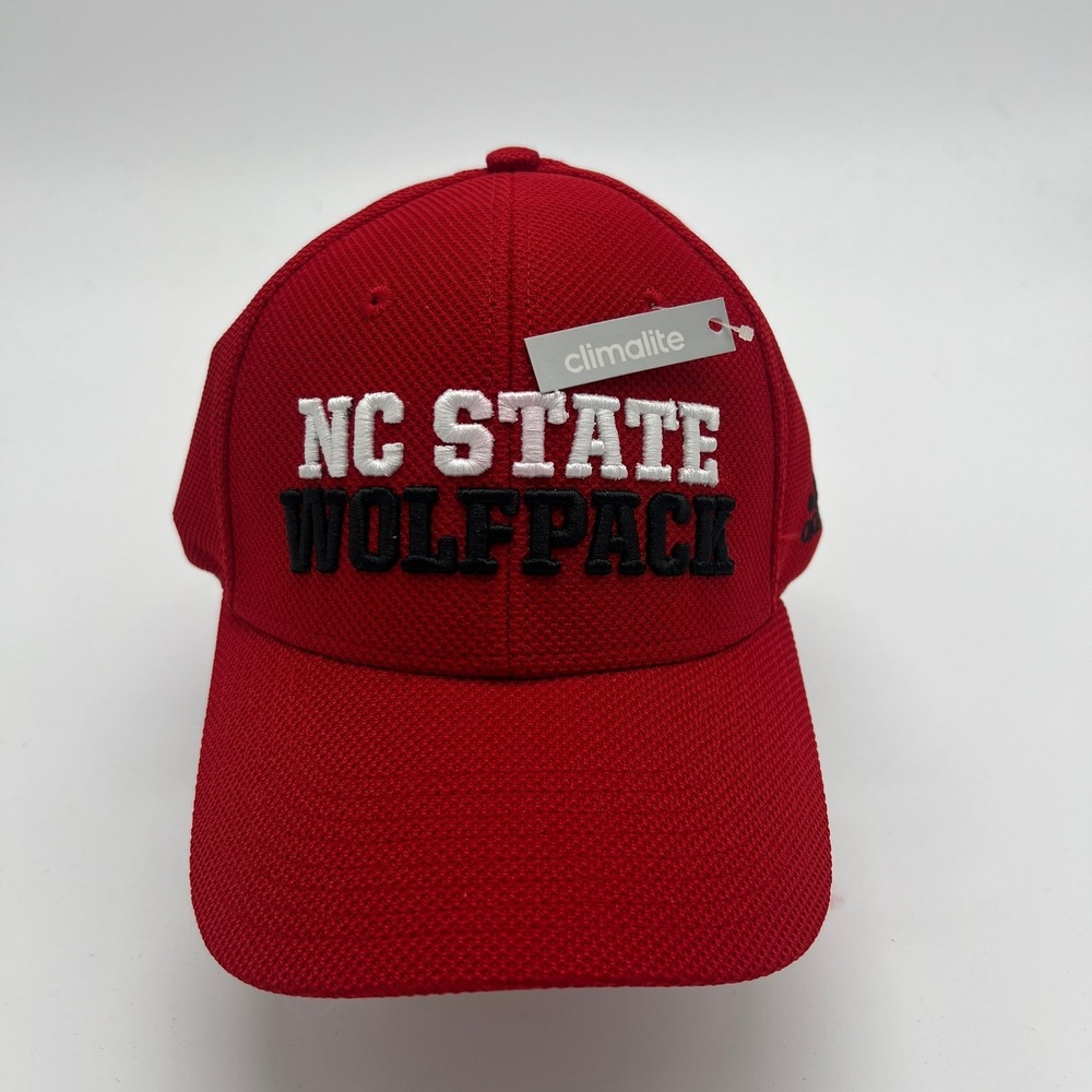 Adidas NC State Wolfpack Climalite Red Adjustable Baseball Cap Hat One Size
